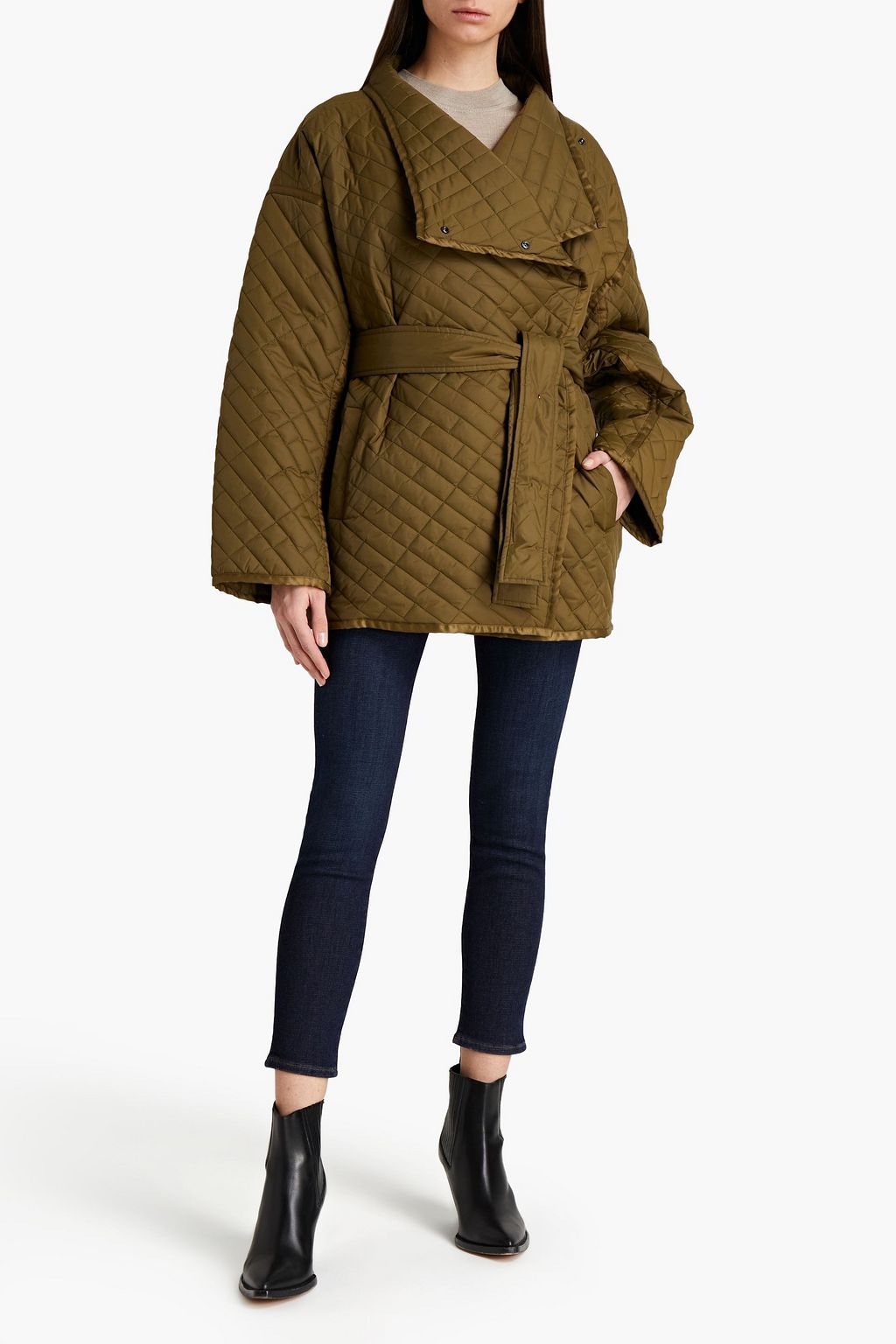 FRAME Belted quilted shell jacket | THE OUTNET