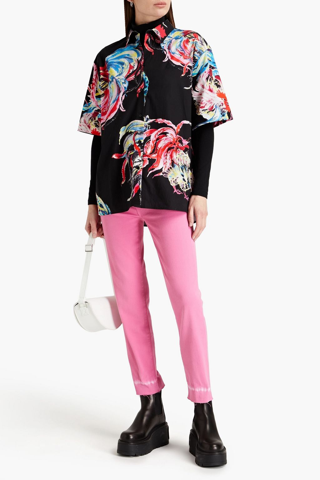 MSGM Printed cotton-poplin shirt