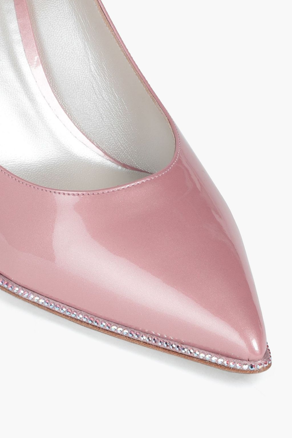 RENE' CAOVILLA Crystal-embellished patent-leather pumps