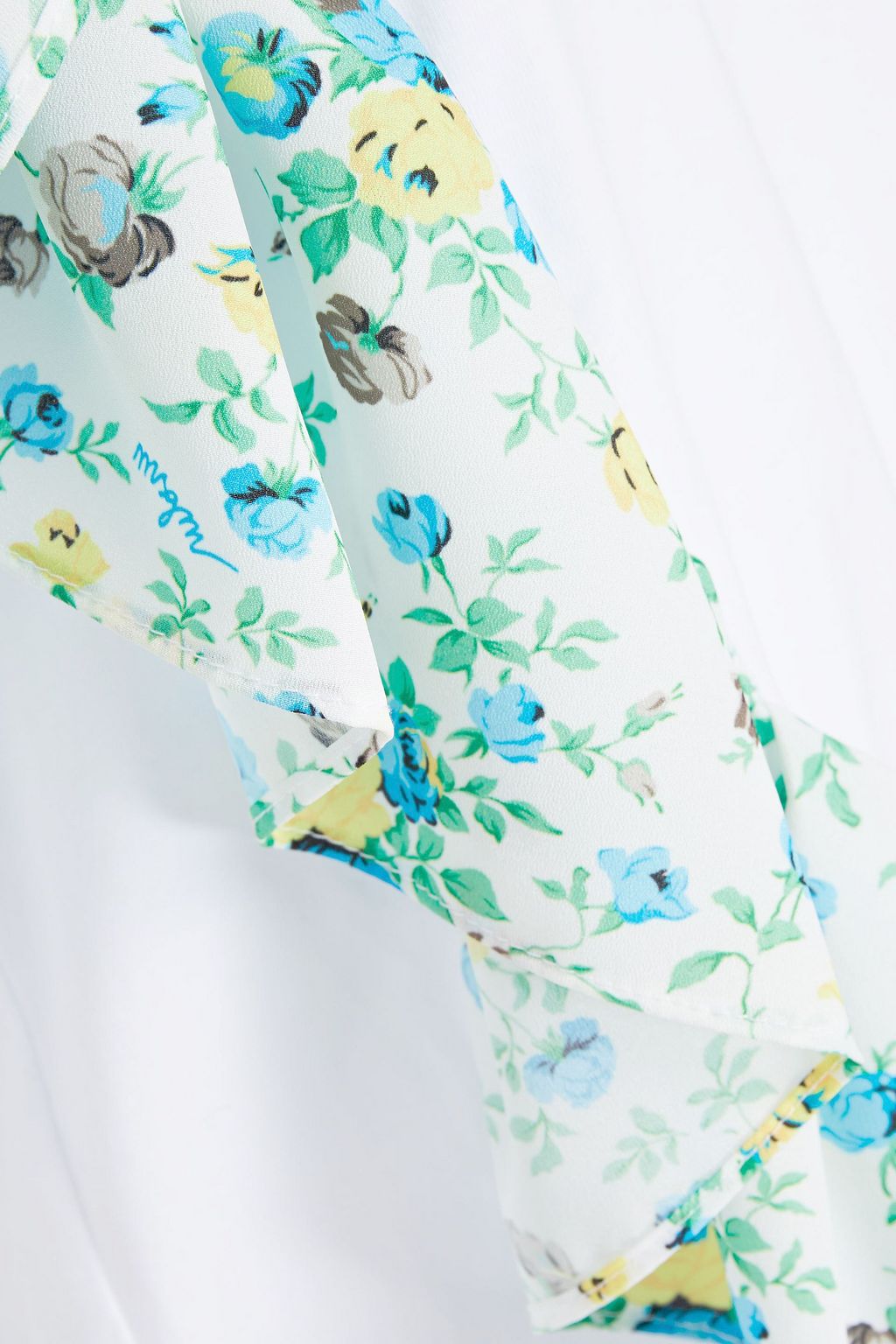 MSGM Floral-print crepe de chine-paneled cotton-jersey T-shirt