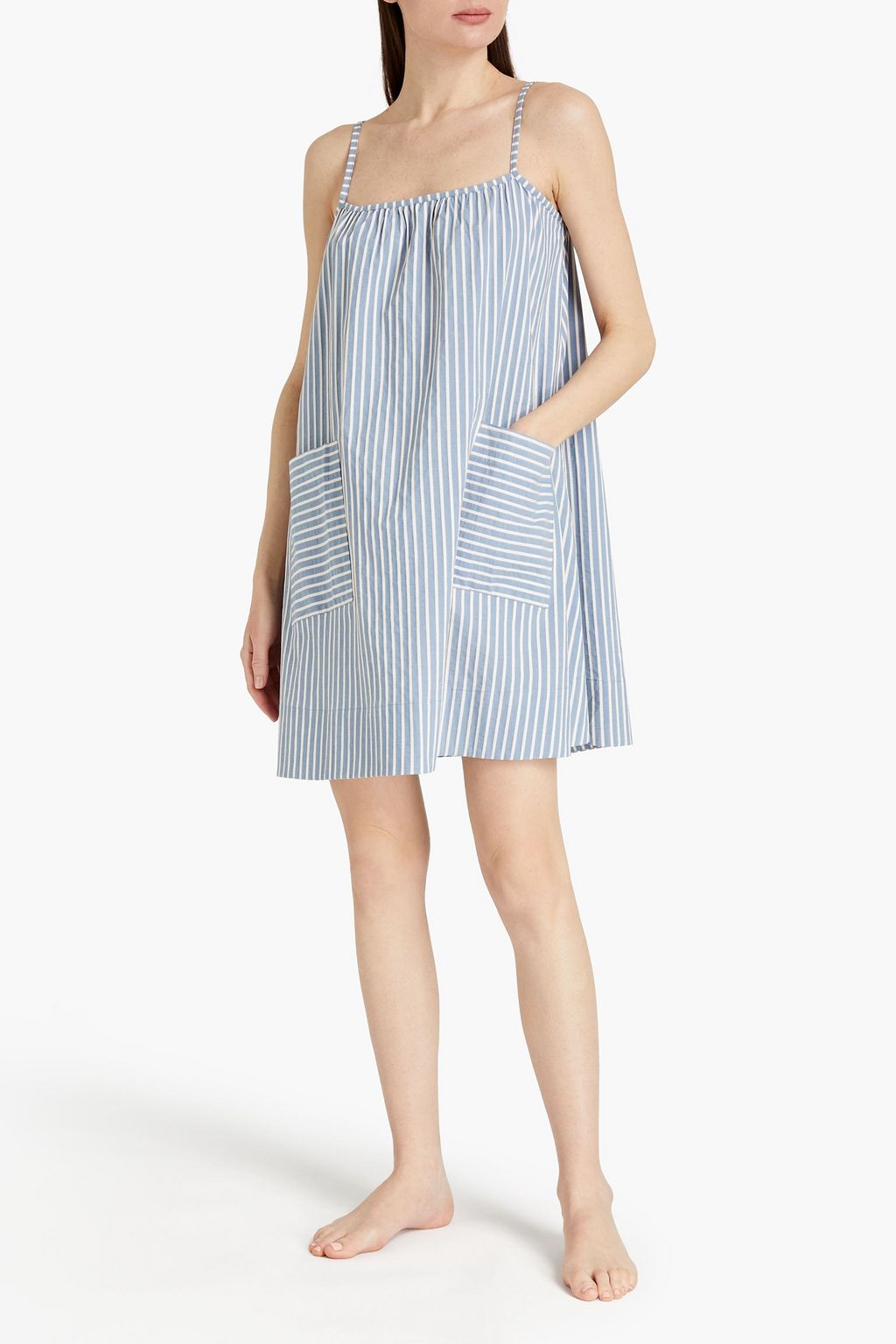 ELSE Hamptons gathered striped cotton nightdress