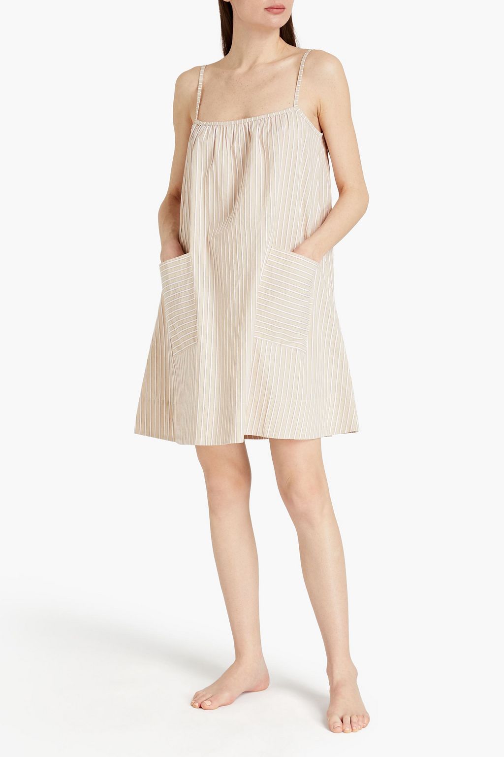 ELSE Hamptons gathered striped cotton nightdress