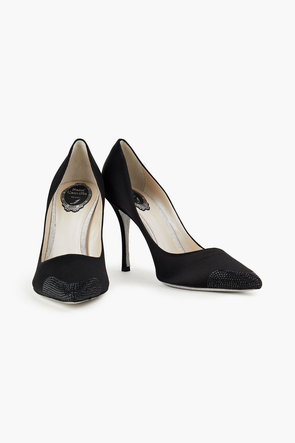 RENE' CAOVILLA Embellished satin pumps