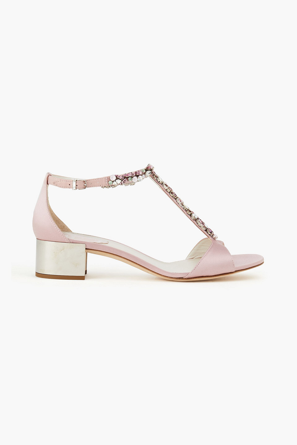 René Caovilla - Embellished satin sandals - Pink
