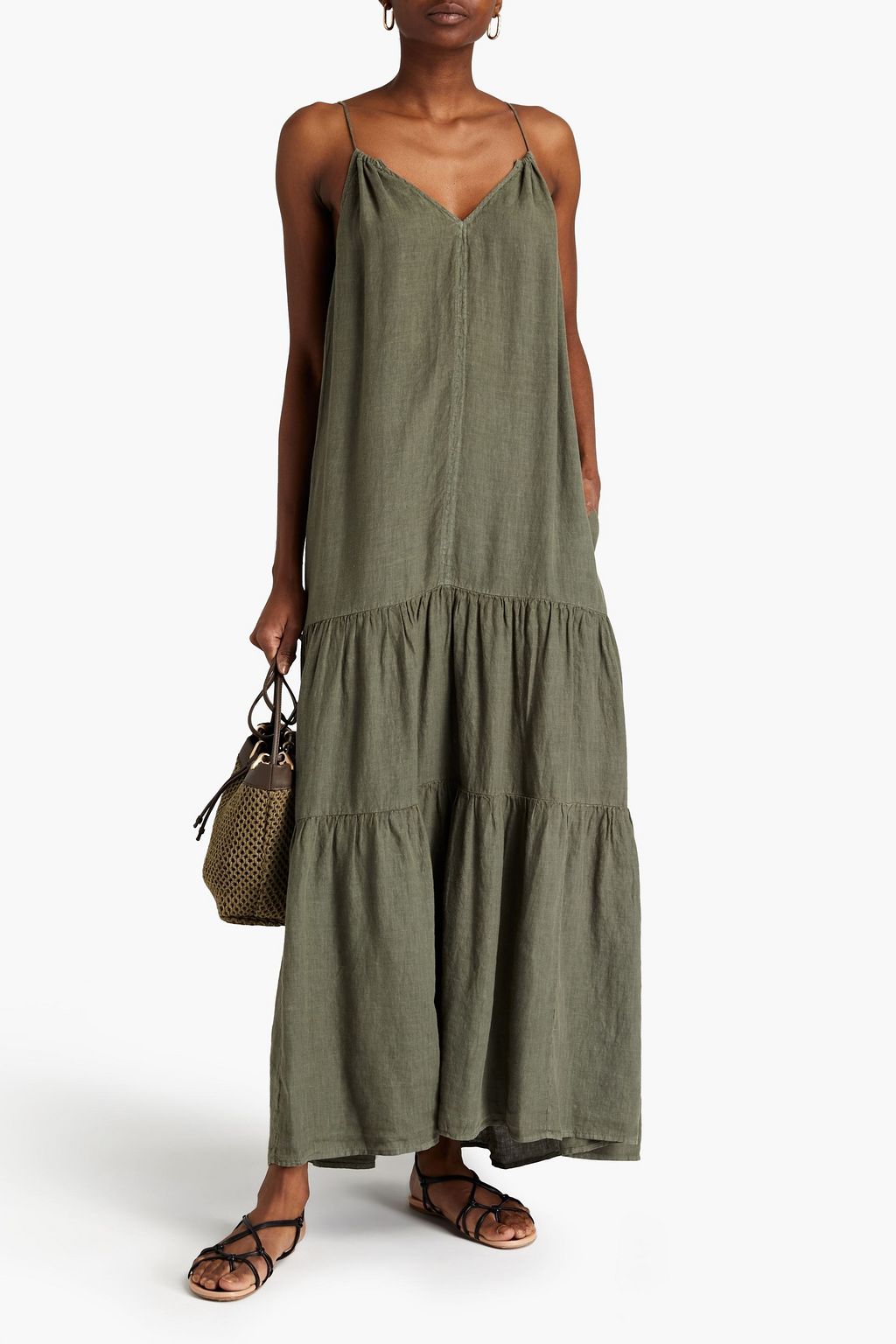 VELVET BY GRAHAM & SPENCER Gathered linen maxi dress