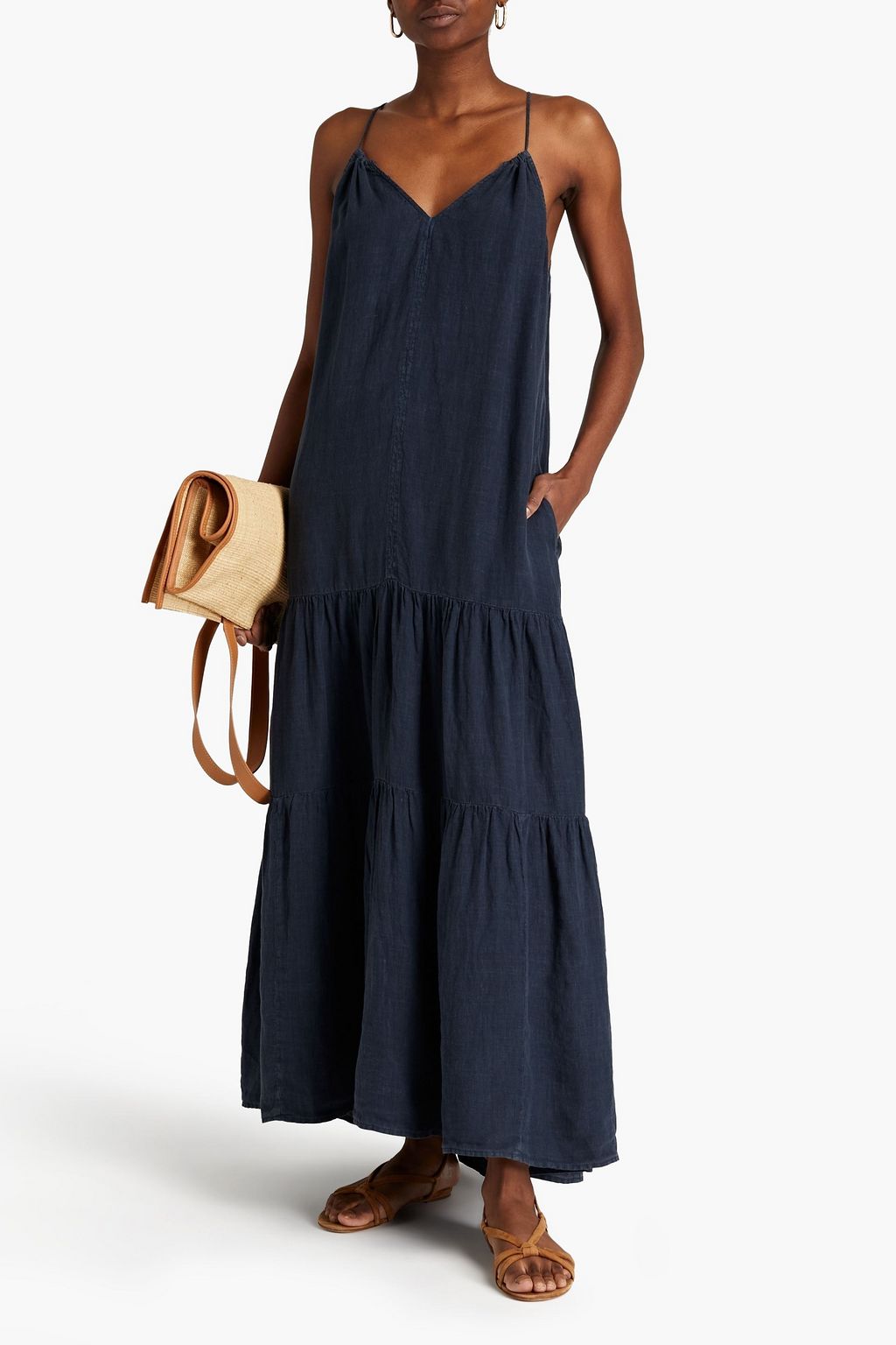 VELVET BY GRAHAM & SPENCER Gathered linen maxi dress