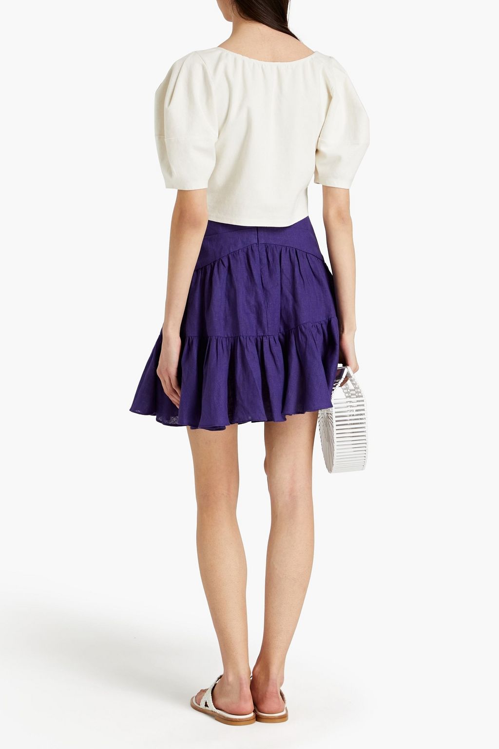ZIMMERMANN Gathered linen mini skirt