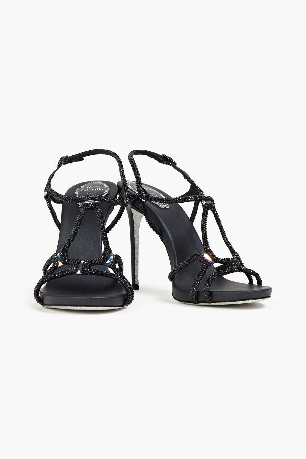 RENE' CAOVILLA Crystal-embellished leather sandals