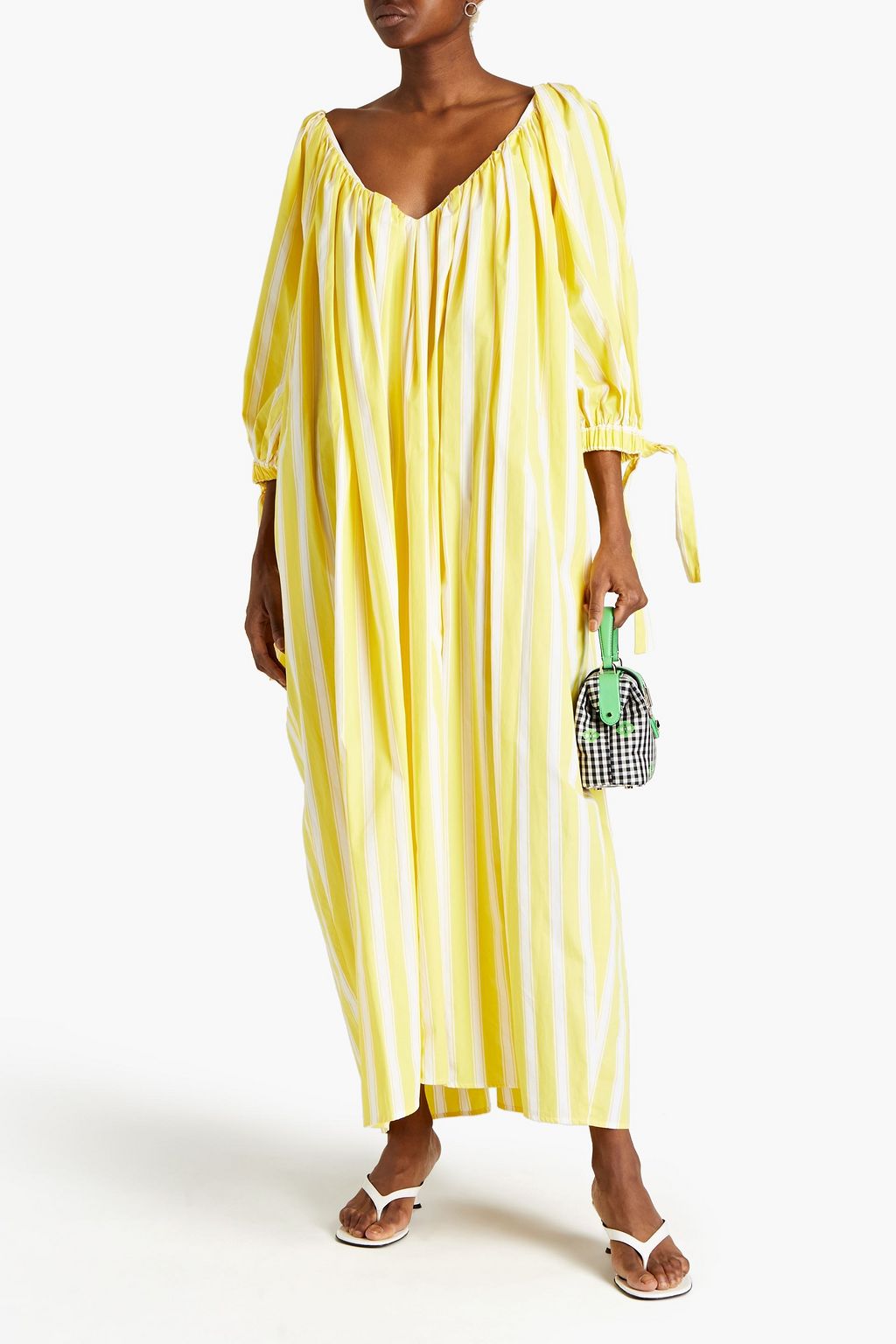 MSGM Oversized striped cotton-poplin maxi dress