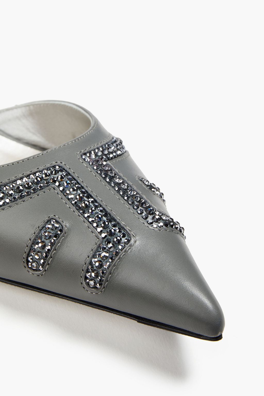 RENE' CAOVILLA Deena crystal-embellished leather slingback pumps
