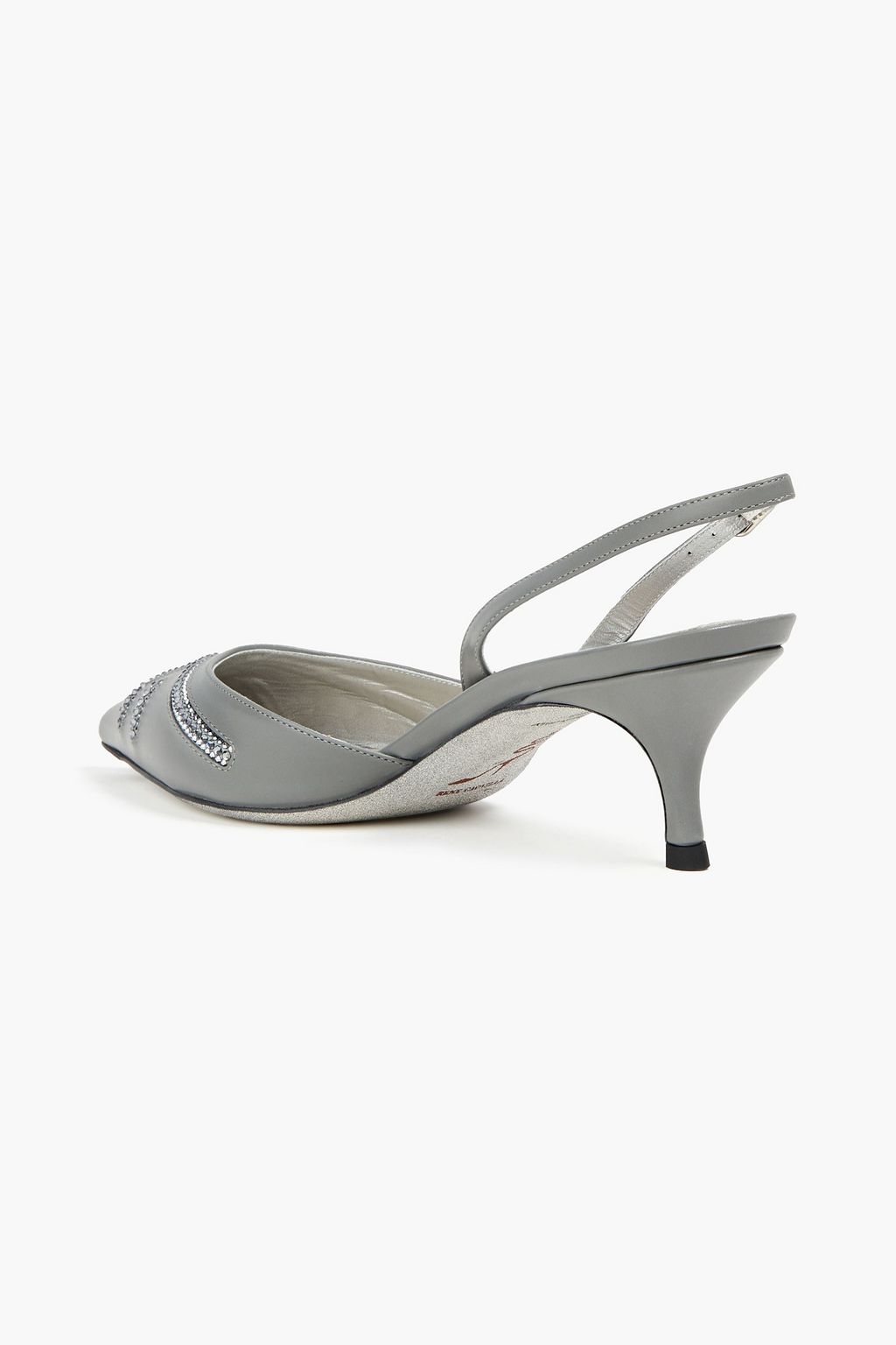 RENE' CAOVILLA Deena crystal-embellished leather slingback pumps