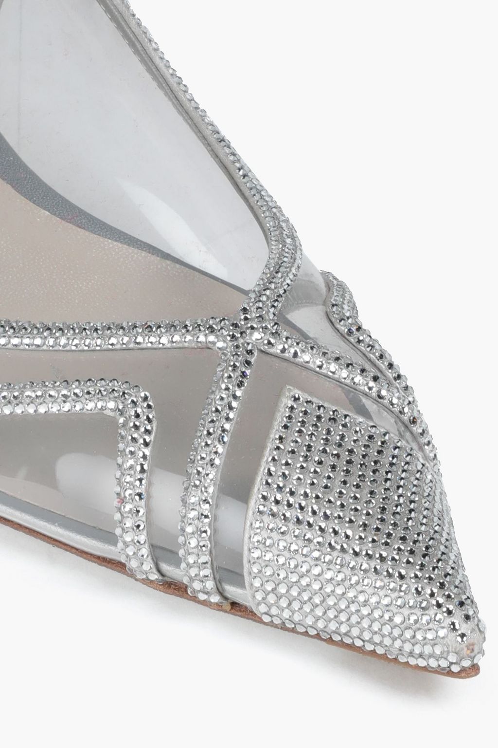 RENE' CAOVILLA Dania embellished PVC-paneled leather point-toe flats