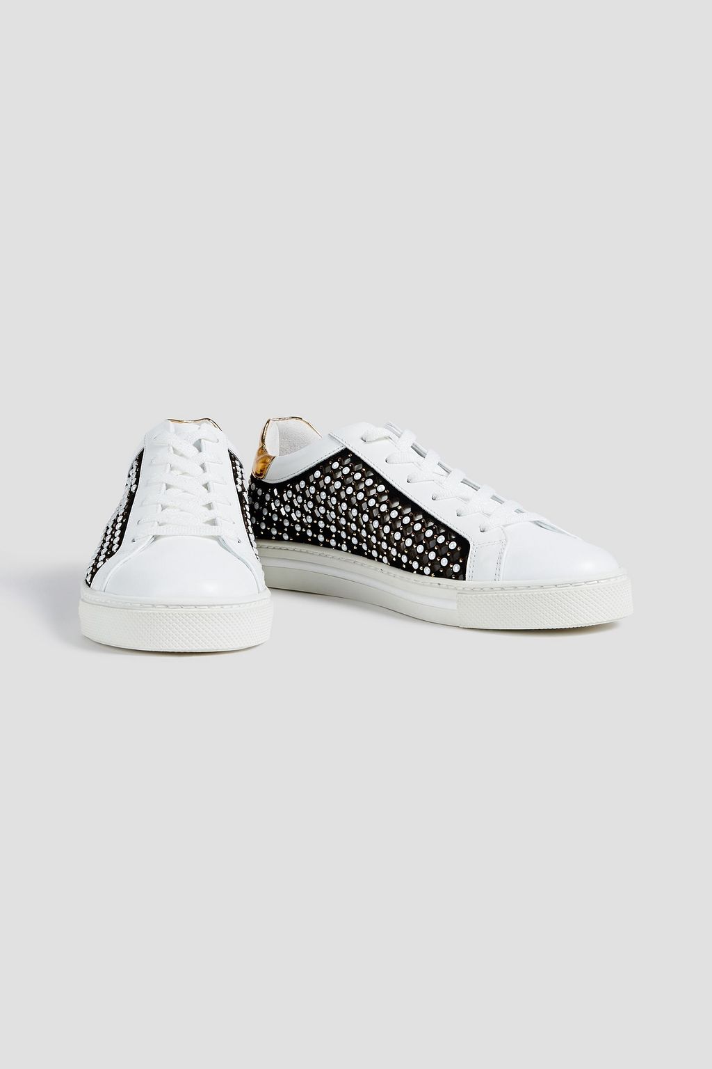 RENE' CAOVILLA Embellished suede and leather sneakers