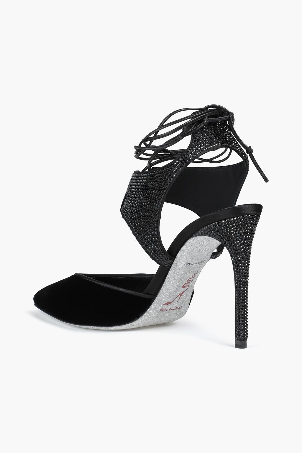 RENE' CAOVILLA Crystal-embellished velvet pumps