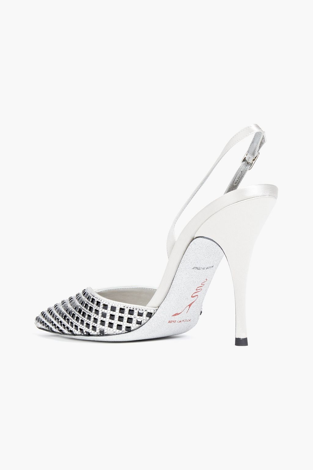 RENE' CAOVILLA Sally embellished satin slingback pumps