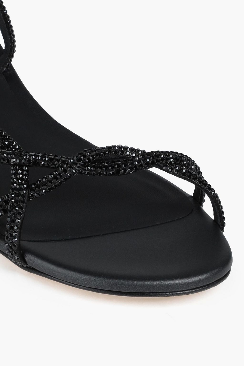 RENE' CAOVILLA Crystal-embellished satin sandals
