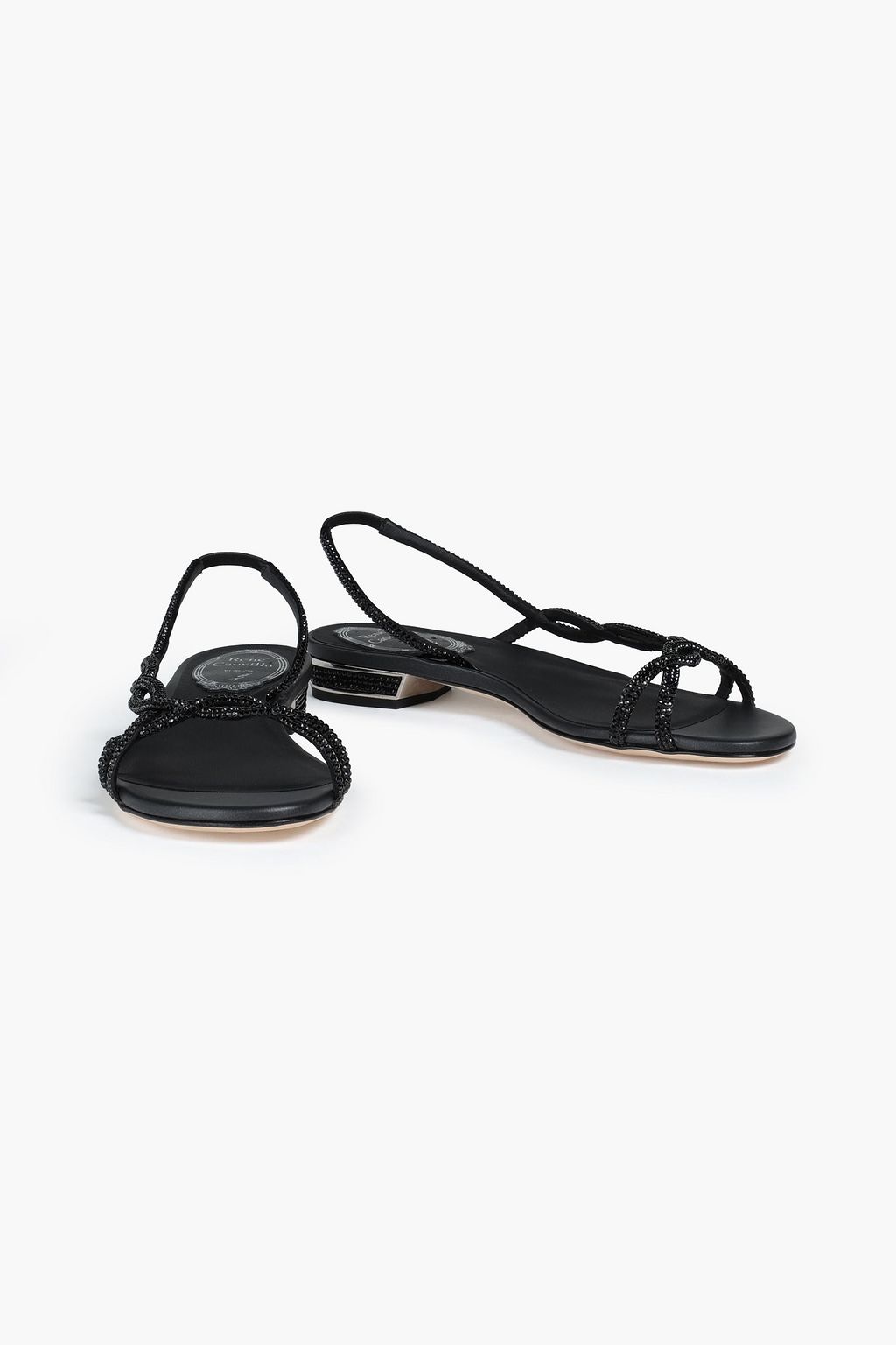 RENE' CAOVILLA Crystal-embellished satin sandals
