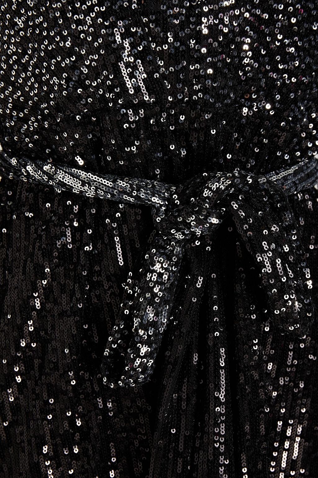 BADGLEY MISCHKA Belted sequined mesh mini dress