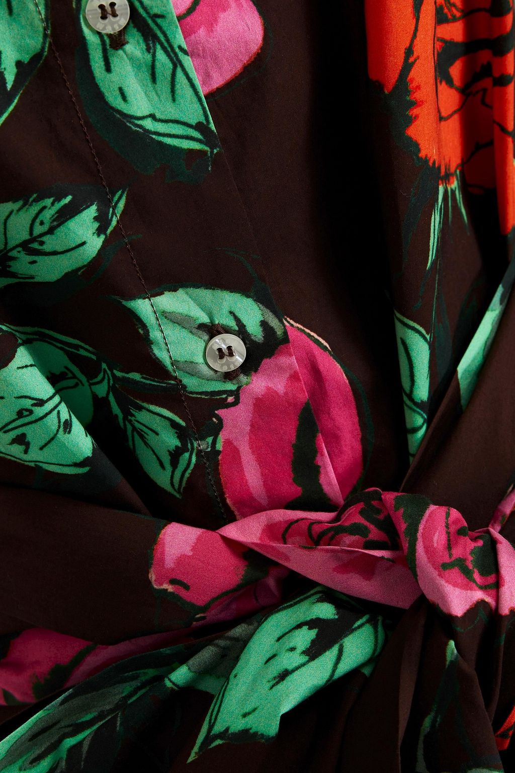 MSGM Bow-embellished floral-print cotton-poplin mini dress