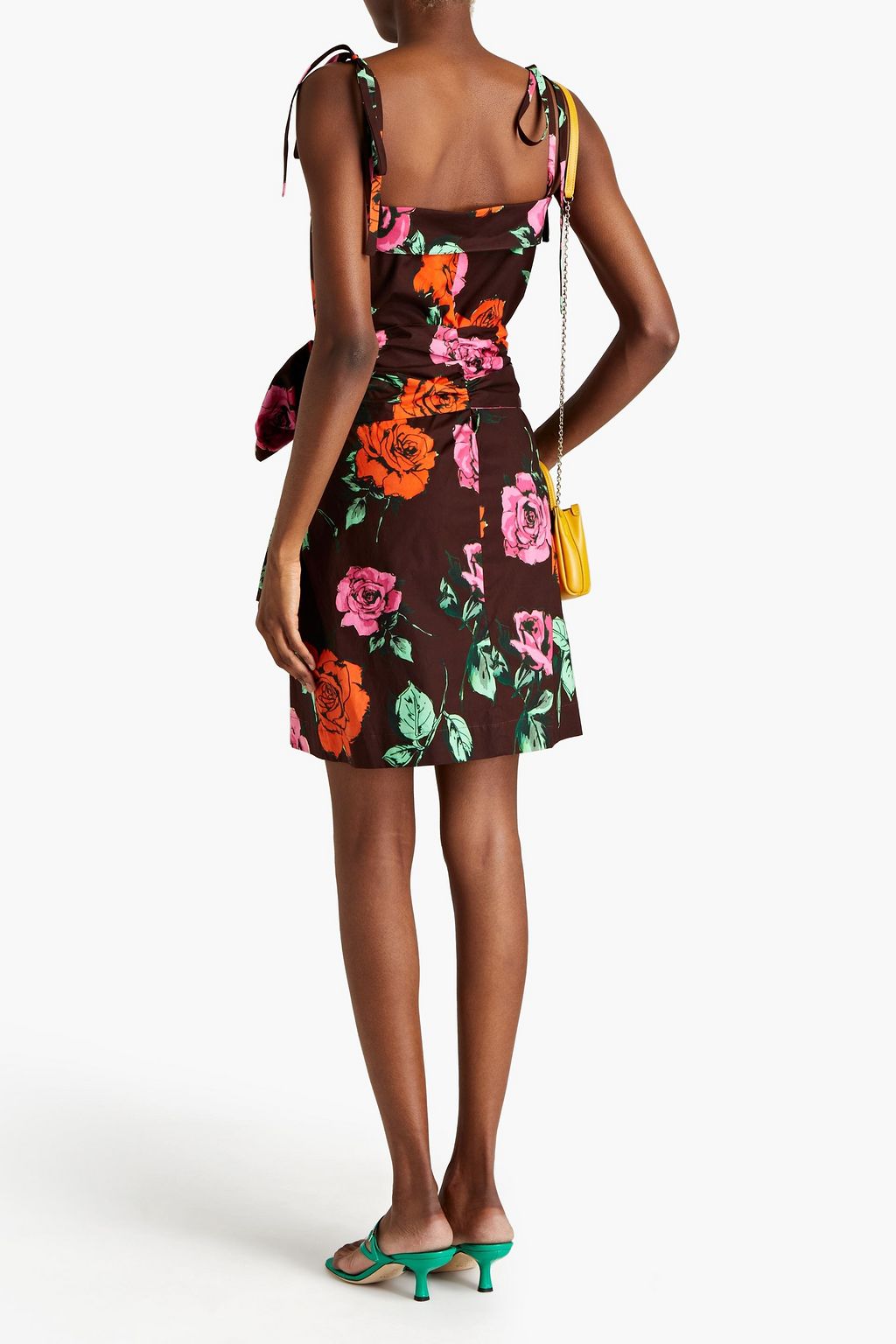 MSGM Bow-embellished floral-print cotton-poplin mini dress