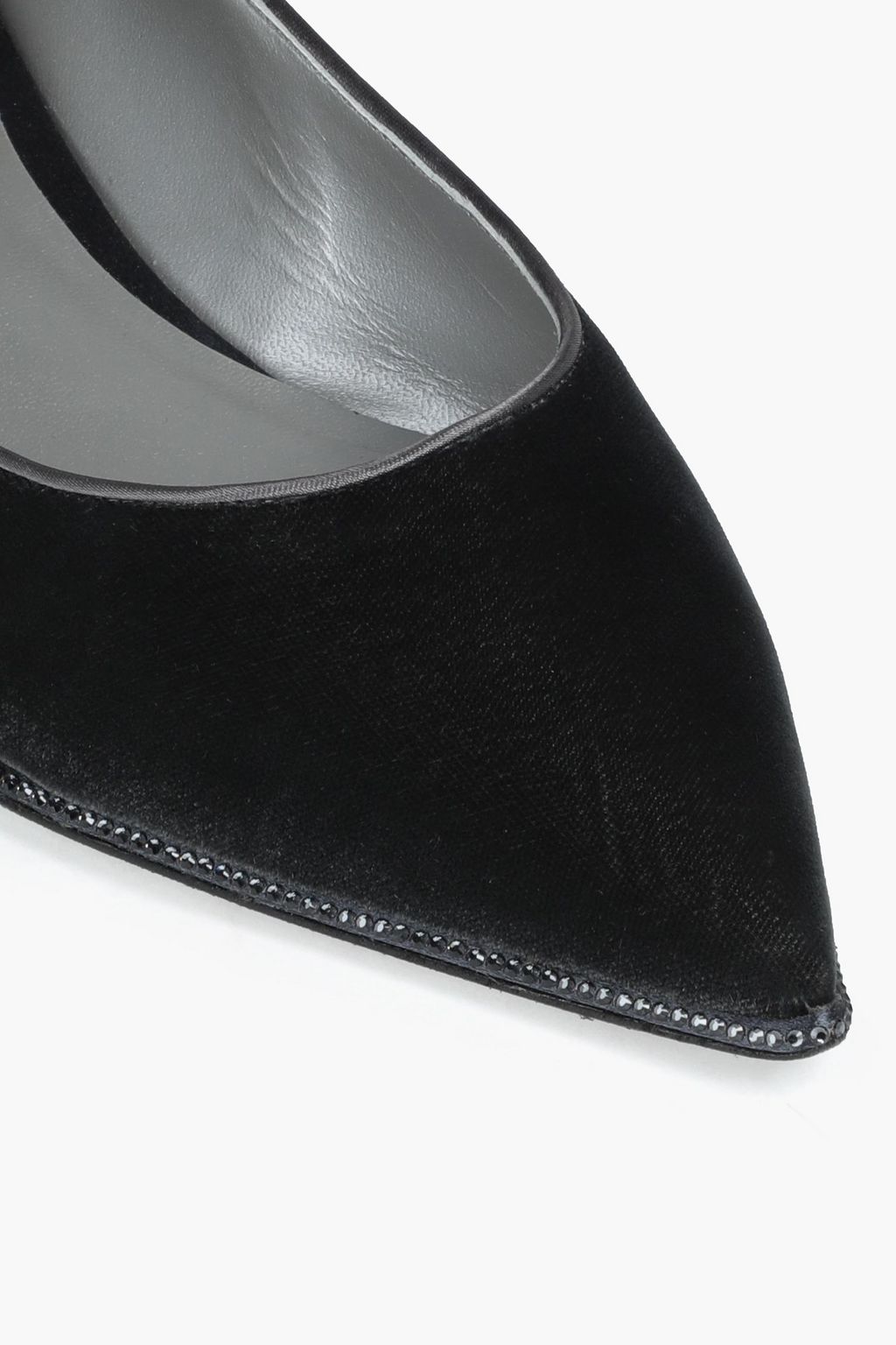 RENE' CAOVILLA Crystal-embellished velvet point-toe flats
