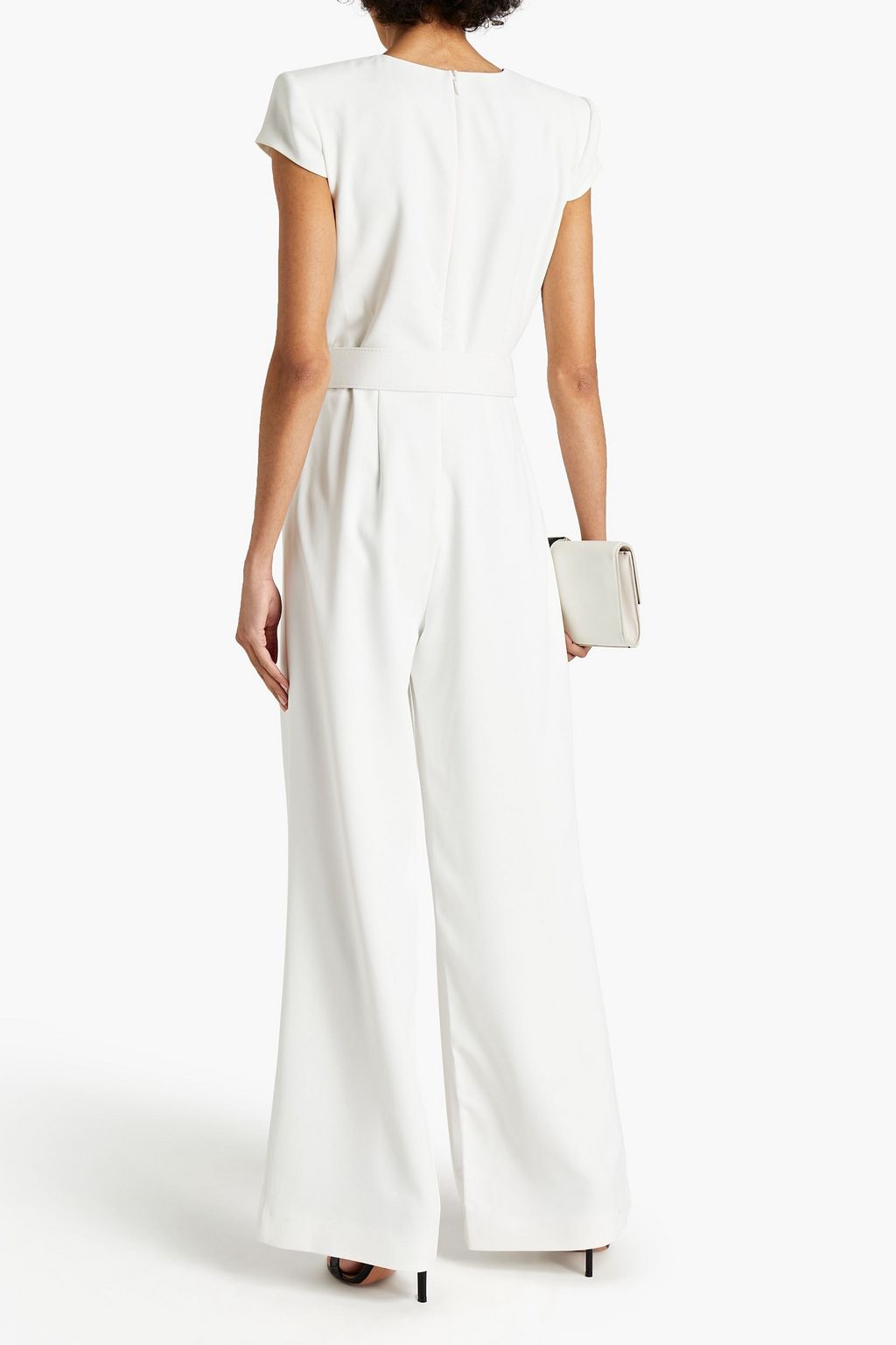 BADGLEY MISCHKA Belted crepe jumpsuit