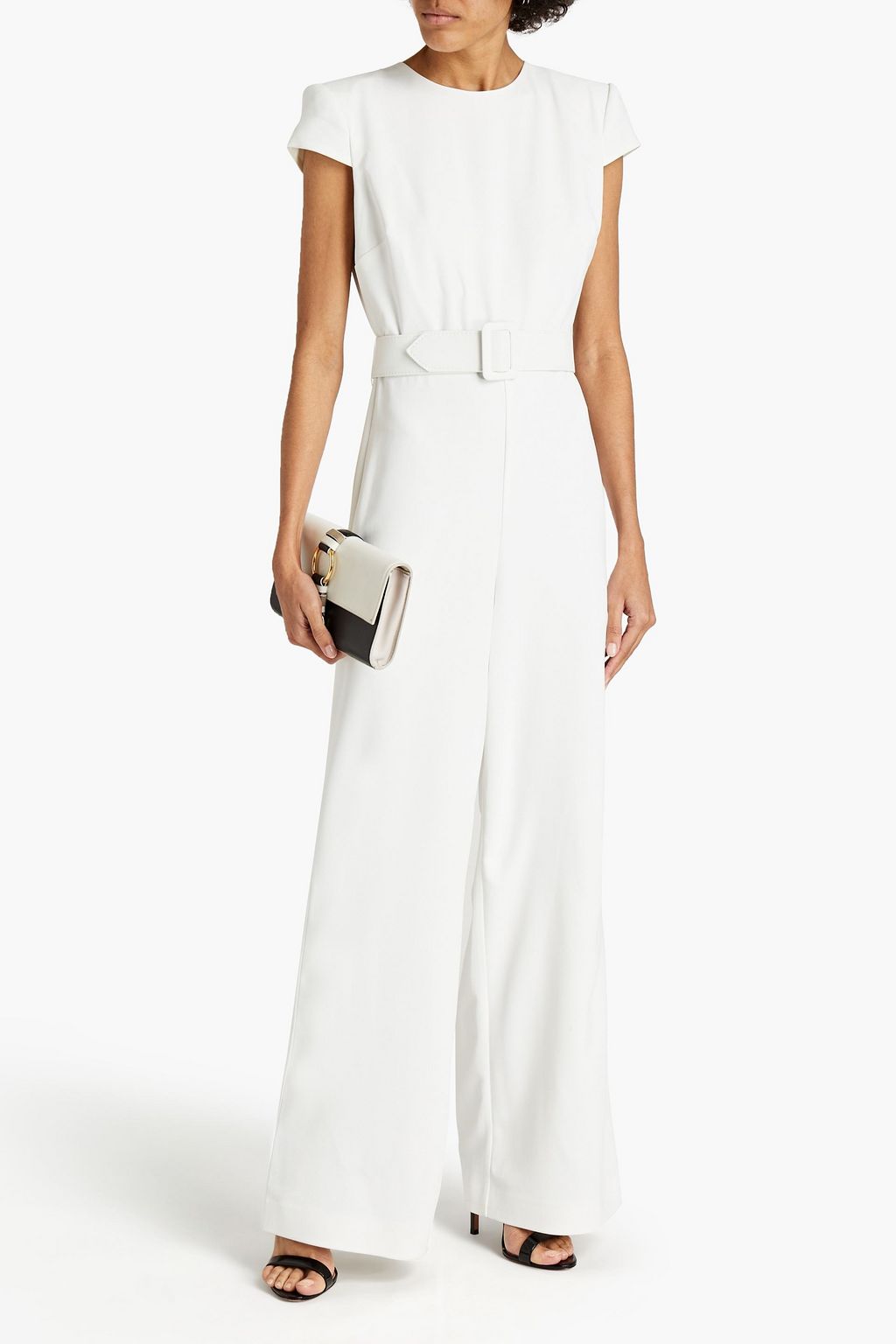 BADGLEY MISCHKA Belted crepe jumpsuit