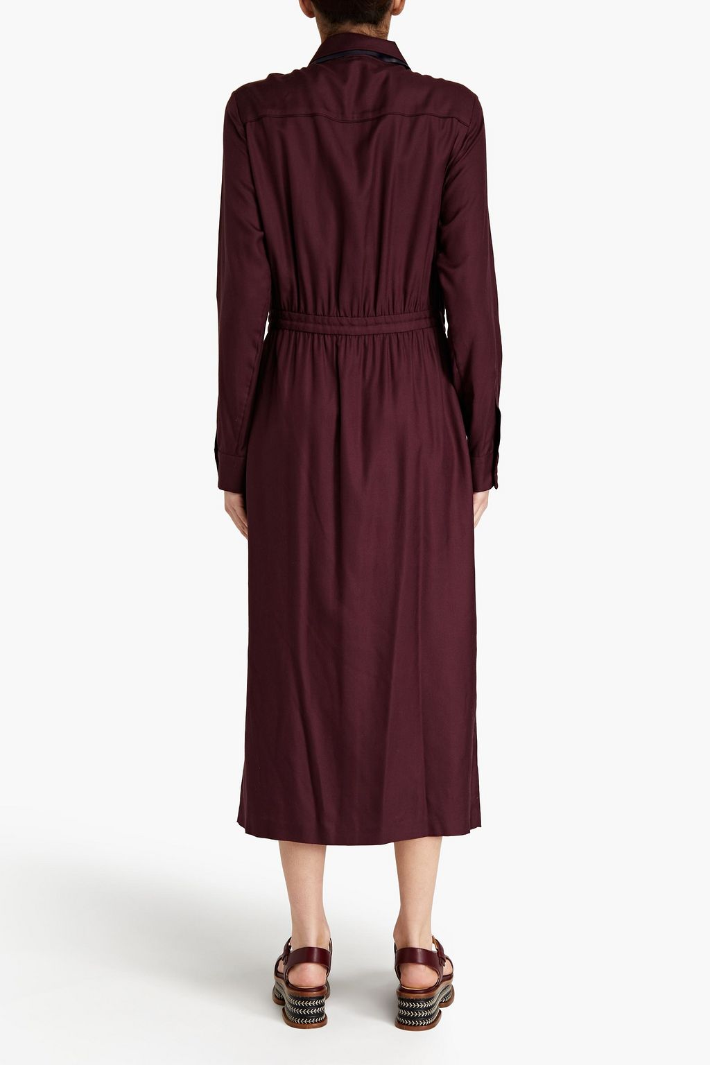 GABRIELA HEARST Lowell leather-trimmed silk-twill midi dress