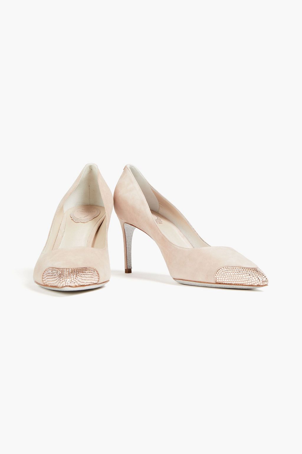 RENE' CAOVILLA Crystal-embellished suede pumps