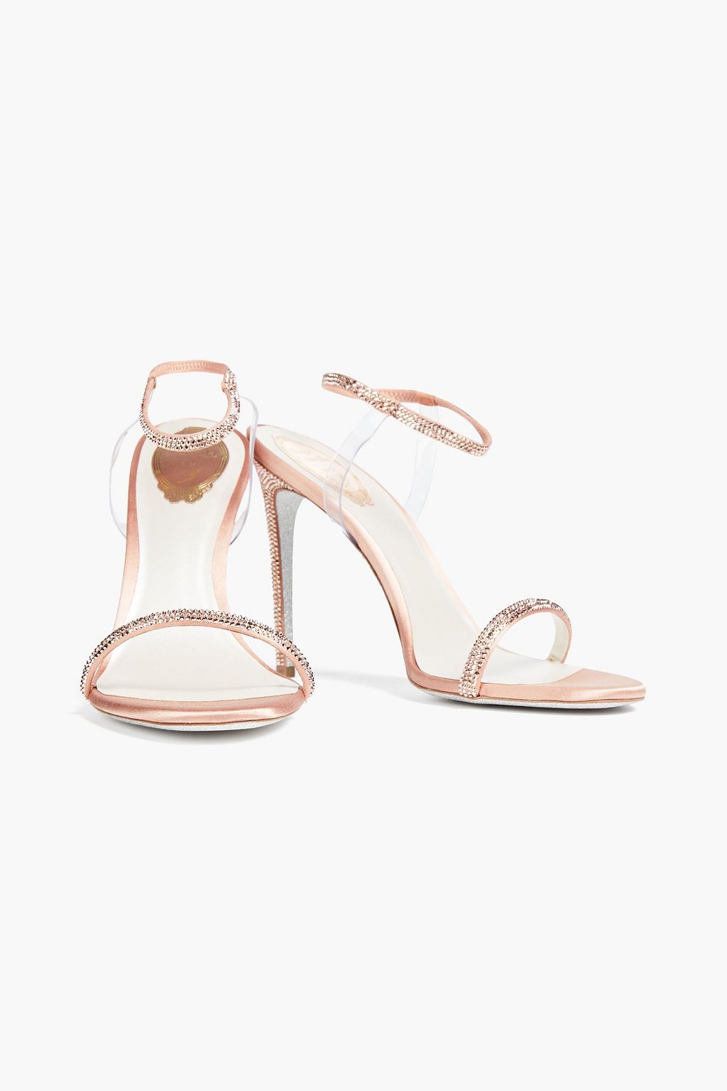 RENE' CAOVILLA Elastica crystal-embellished satin and PVC sandals