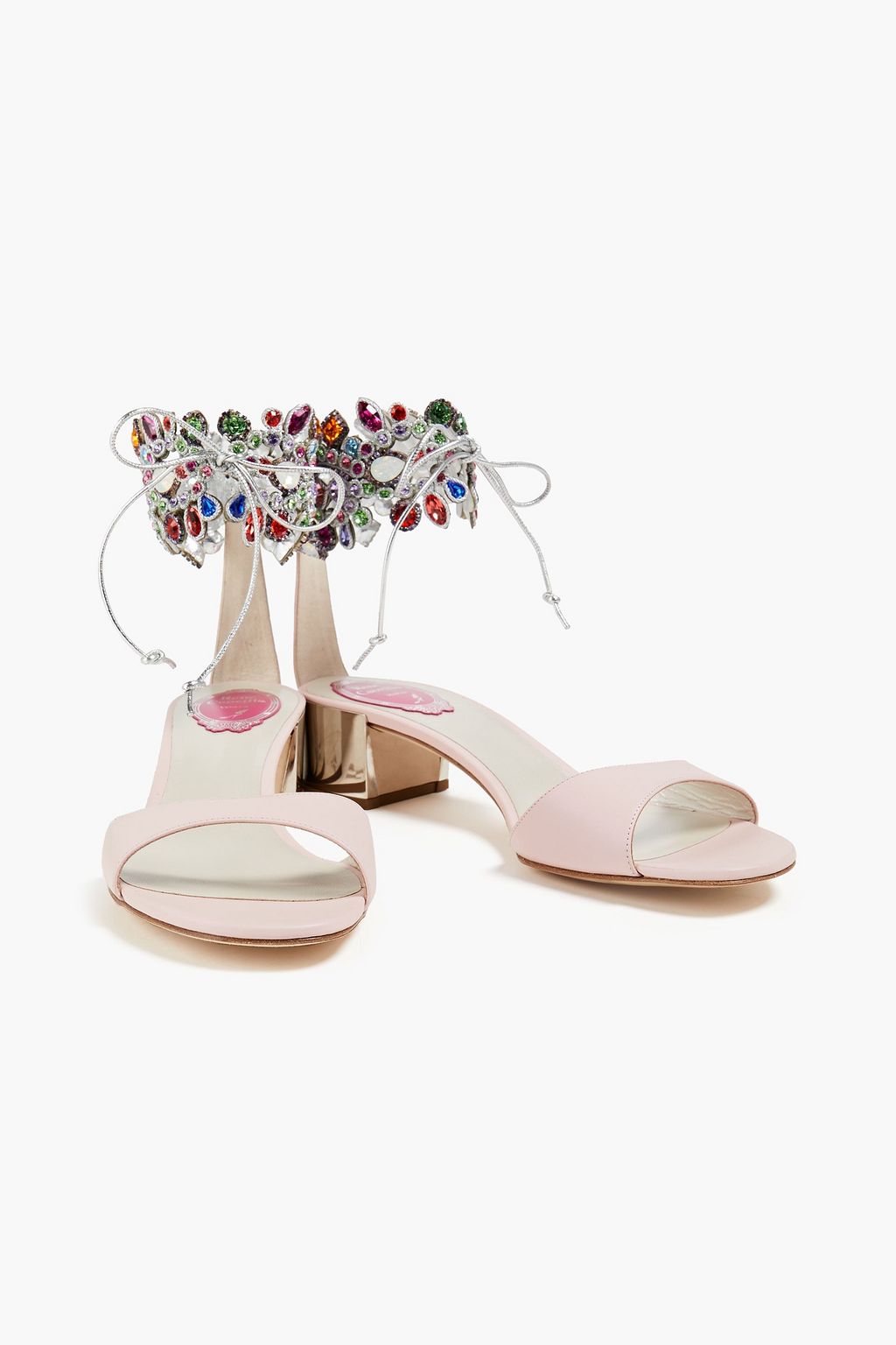 RENE' CAOVILLA Crystal-embellished leather sandals