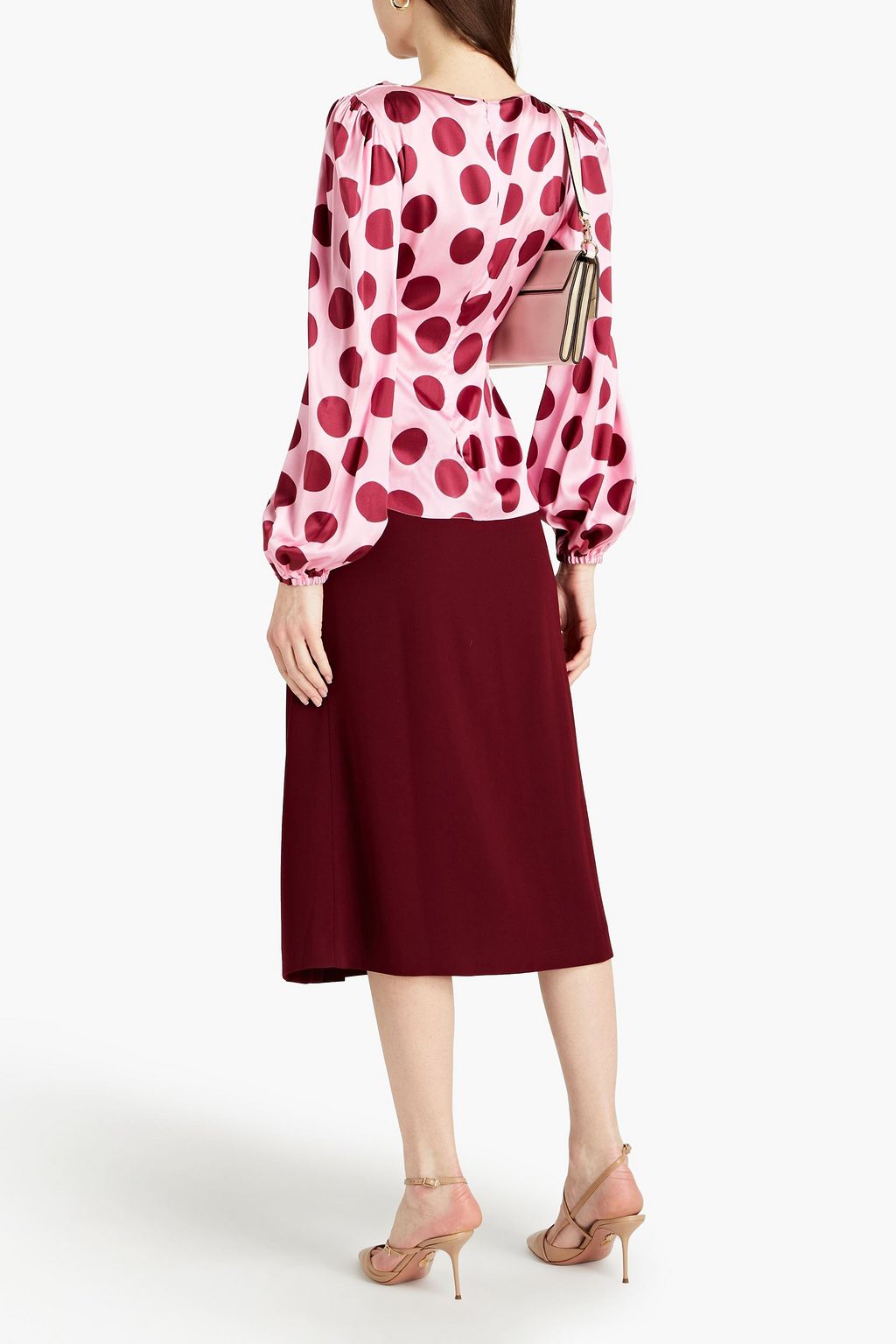 DOLCE&GABBANA Wrap-effect polka-dot silk-blend satin blouse