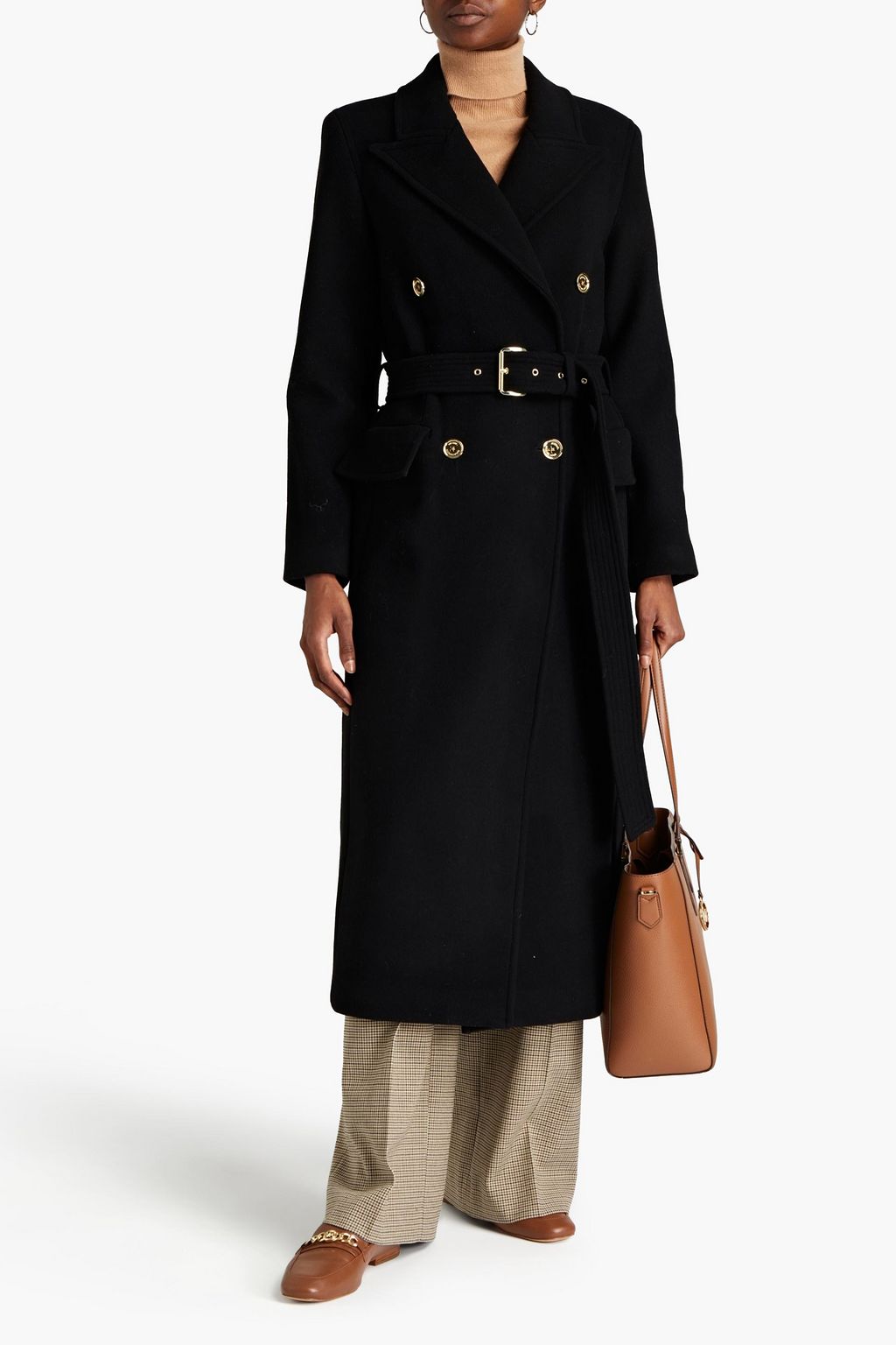 MICHAEL MICHAEL KORS Double-breasted belted brushed wool-blend felt coat