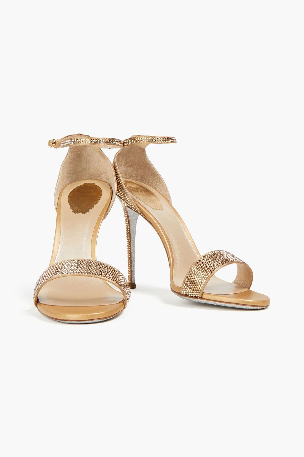 RENE' CAOVILLA Crystal-embellished satin sandals