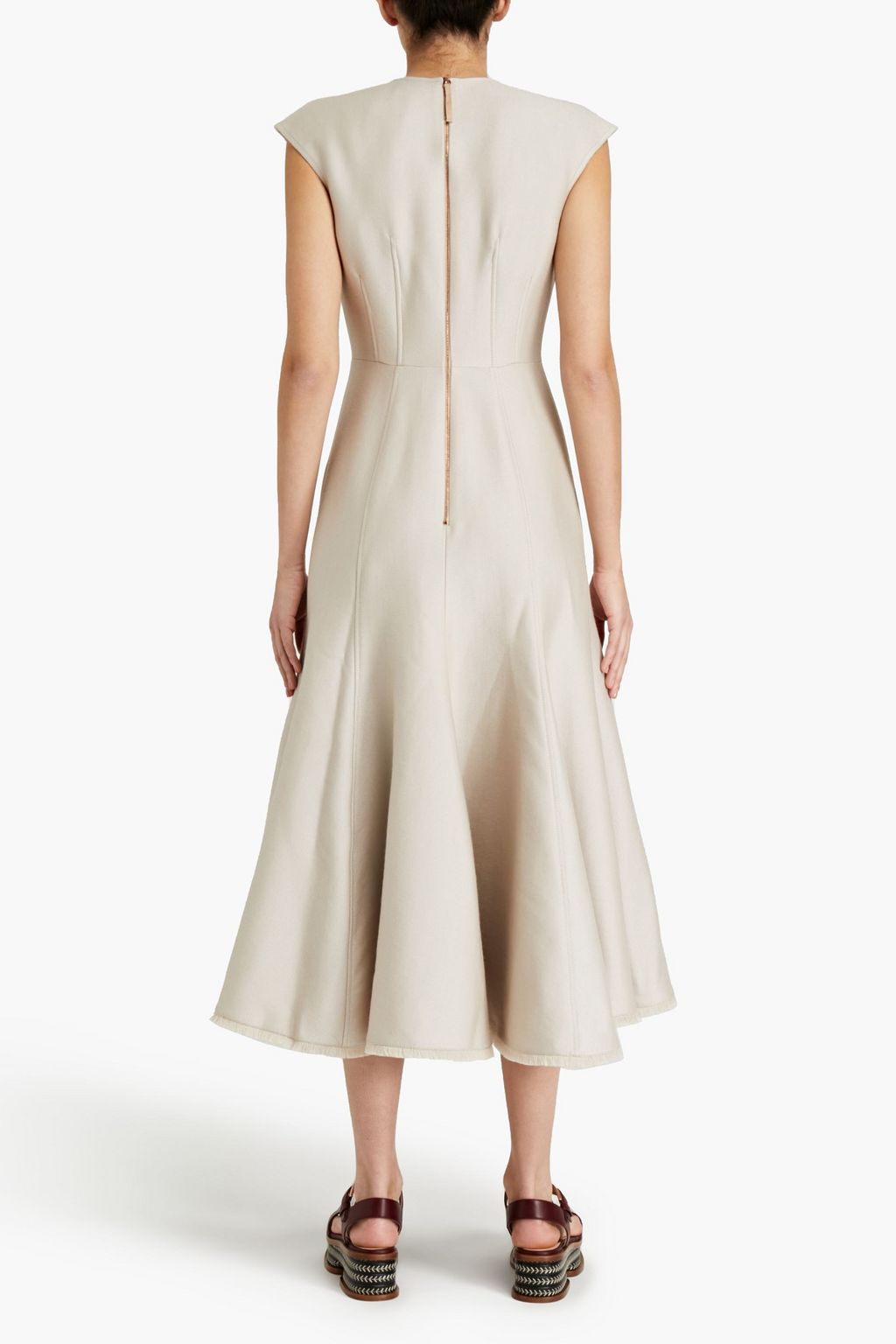 GABRIELA HEARST Crowther frayed wool and silk-blend midi dress