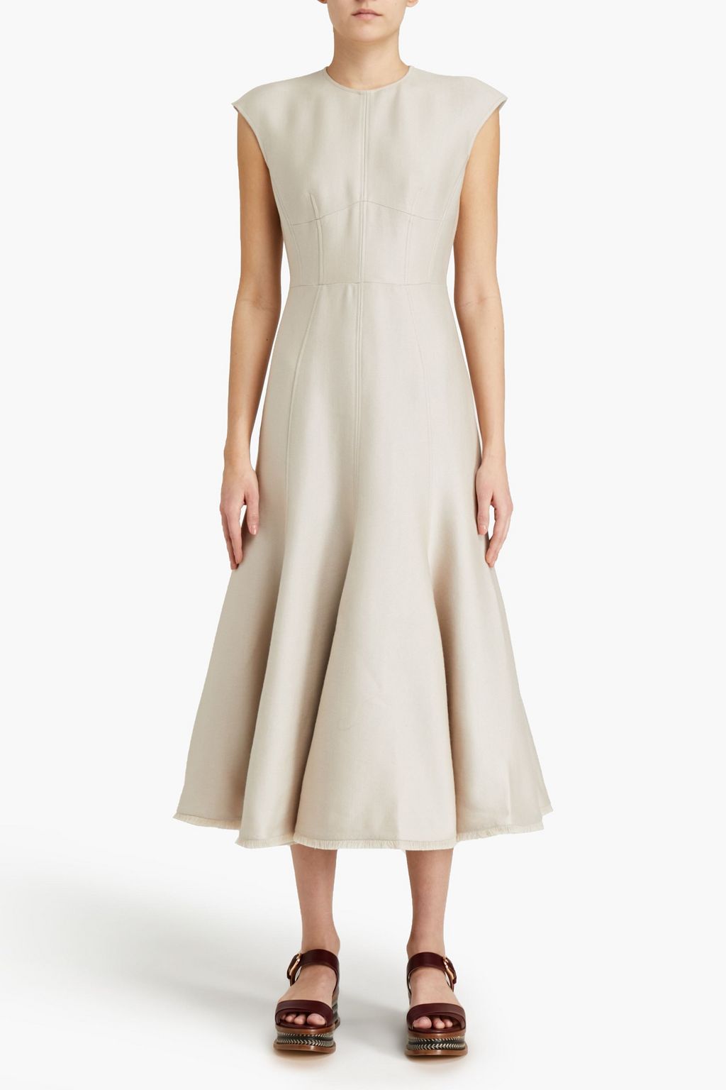 GABRIELA HEARST Crowther frayed wool and silk-blend midi dress