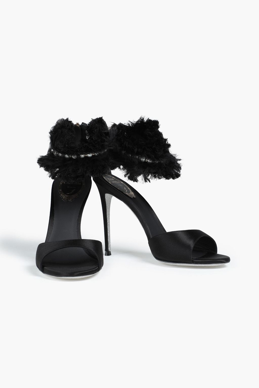 RENE' CAOVILLA Embellished satin sandals