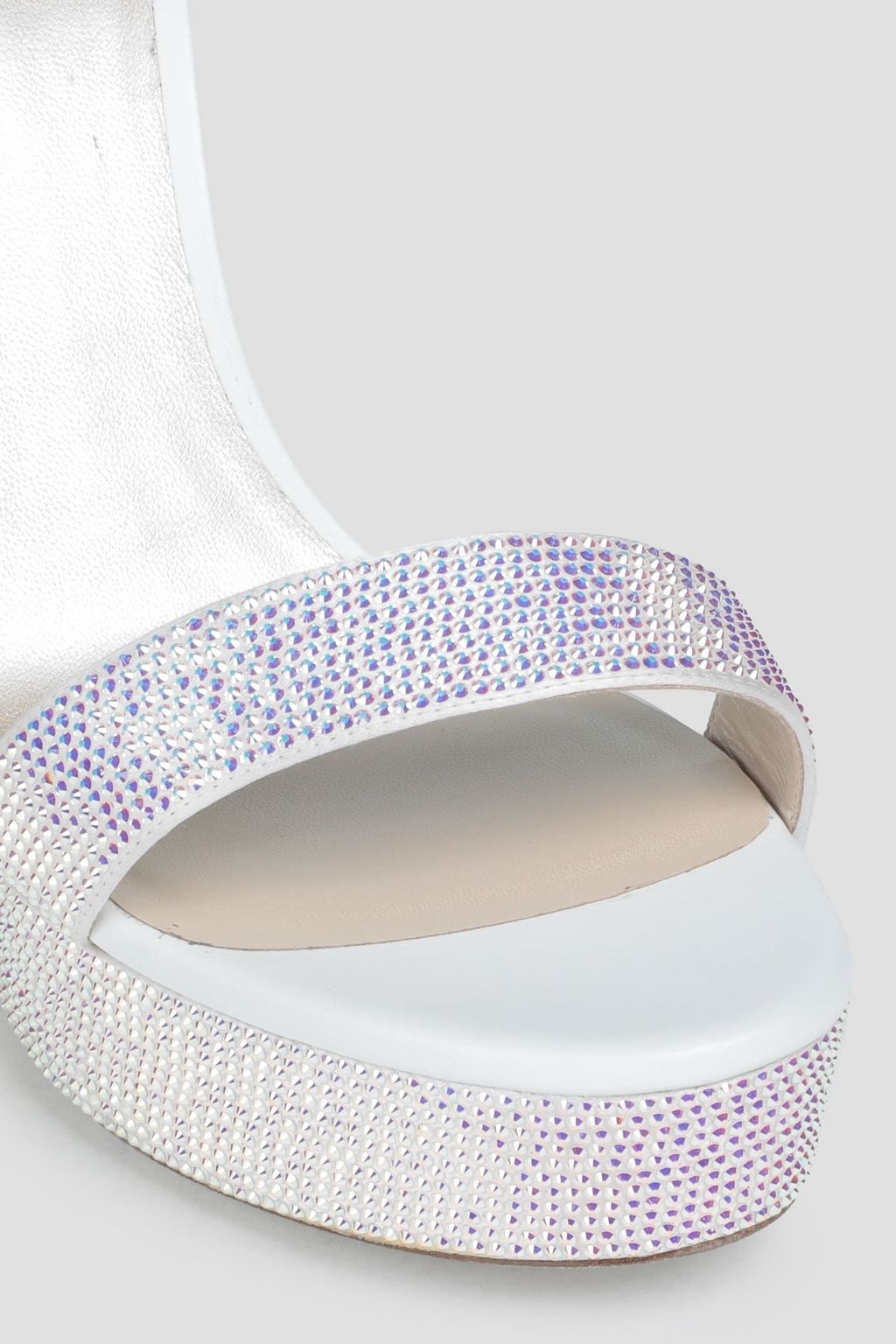 RENE' CAOVILLA Crystal-embellished satin platform sandals