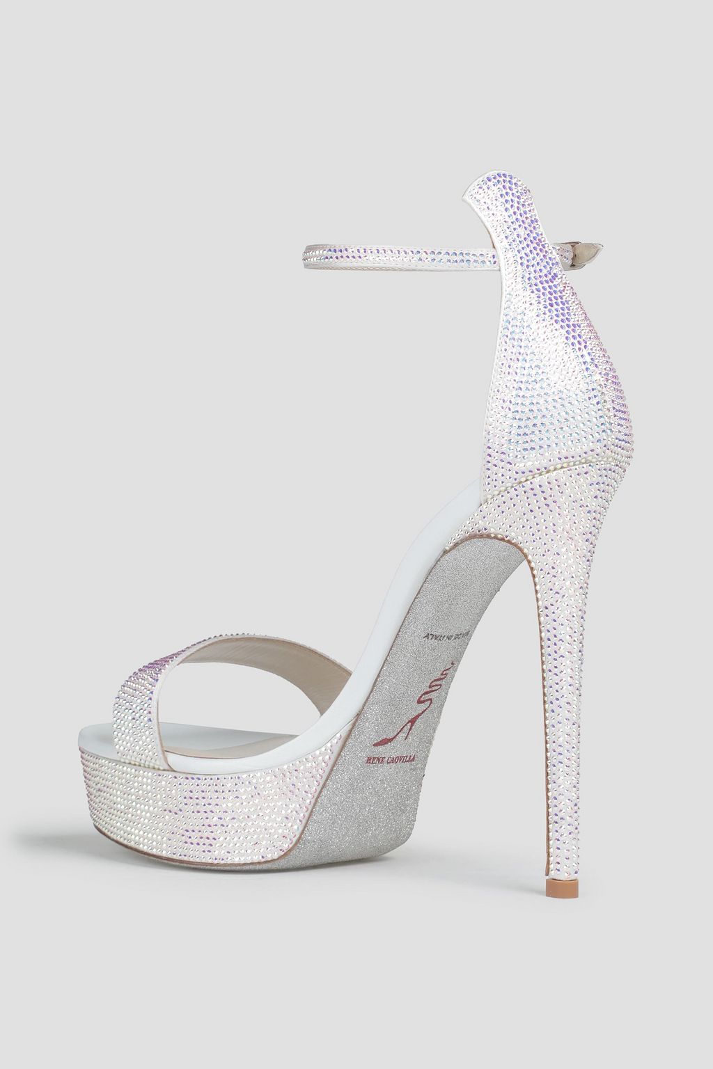 RENE' CAOVILLA Crystal-embellished satin platform sandals