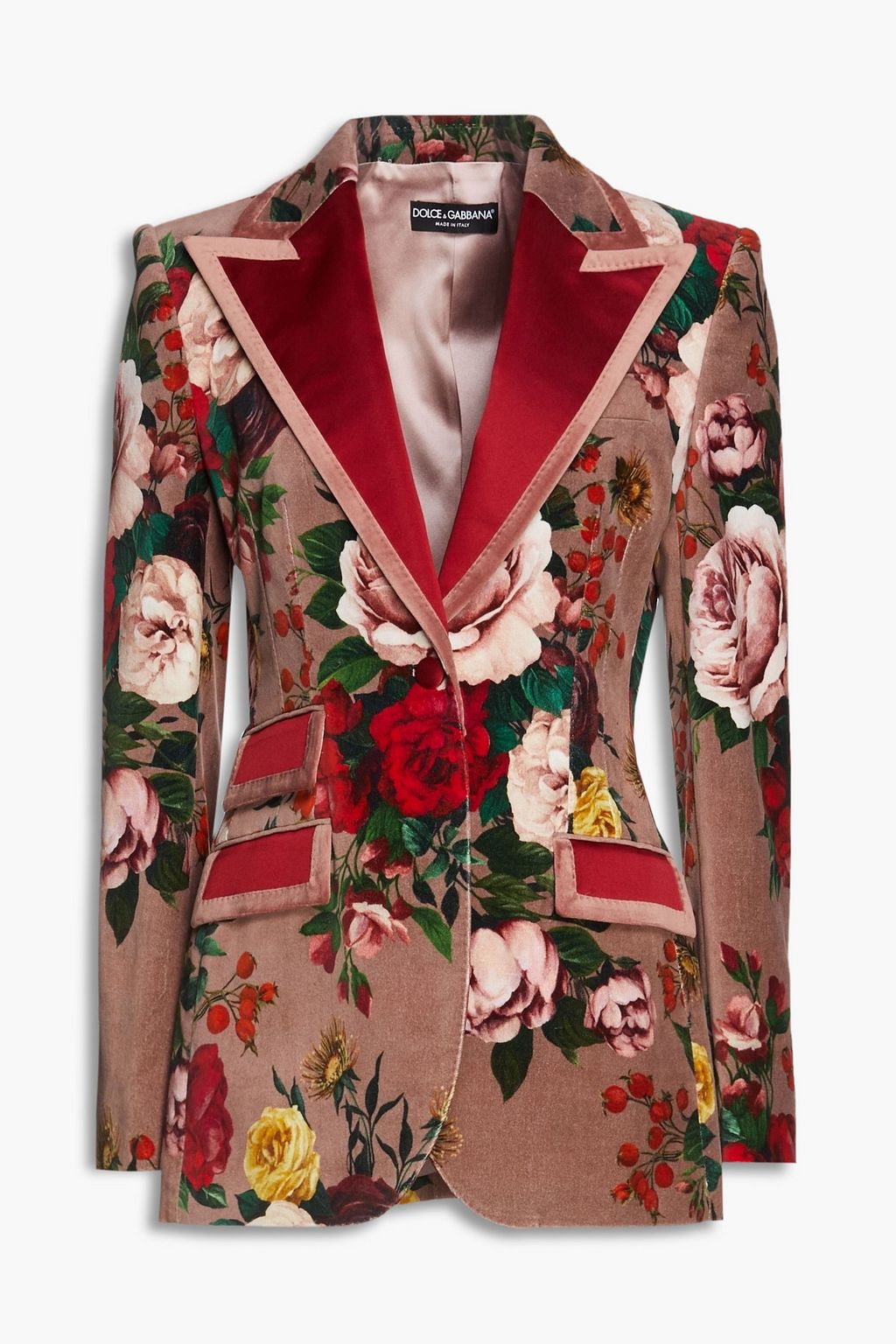 Antique rose Floral-print cotton-blend velvet blazer | Sale up to 70% ...