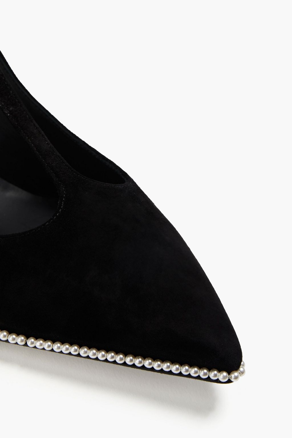 RENE' CAOVILLA Faux pearl-embellished suede pumps