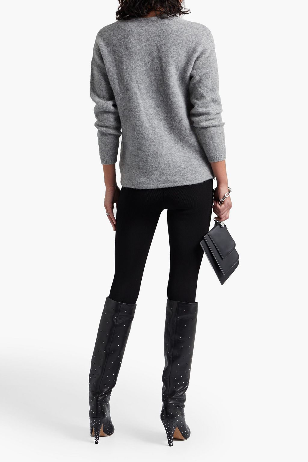 MICHELLE MASON Zip-detailed mélange alpaca-blend sweater