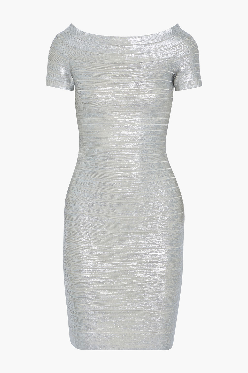 Hervé Léger Coated metallic bandage mini dress