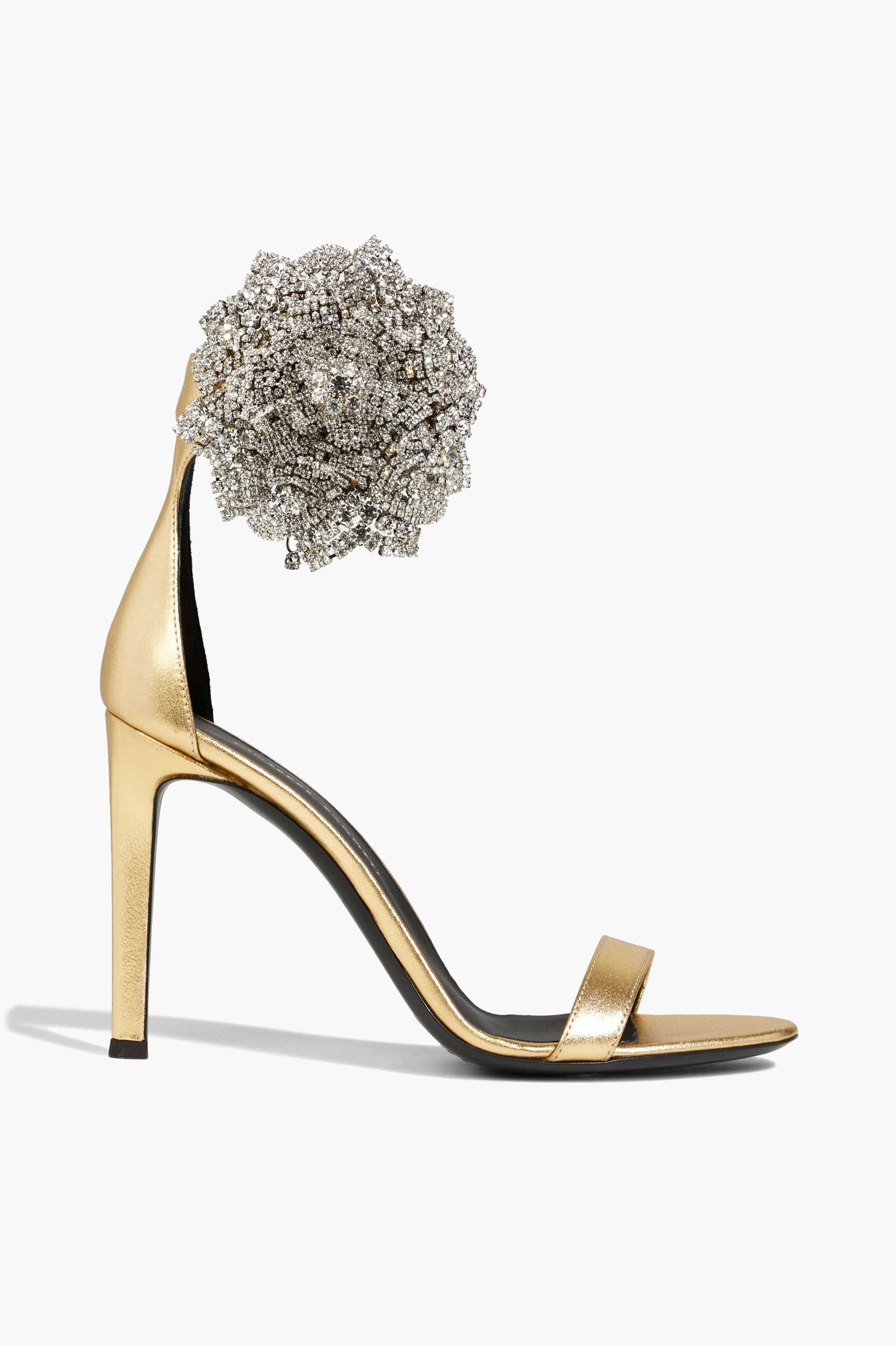 Giuseppe Zanotti Fleur 105 crystal-embellished metallic leather sandals