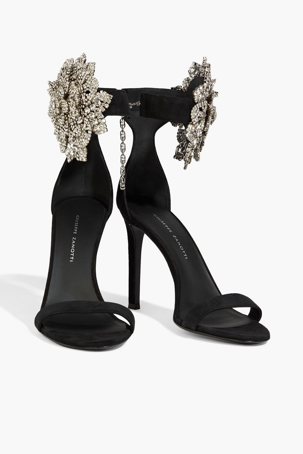 GIUSEPPE ZANOTTI Fleur 105 crystal-embellished suede sandals