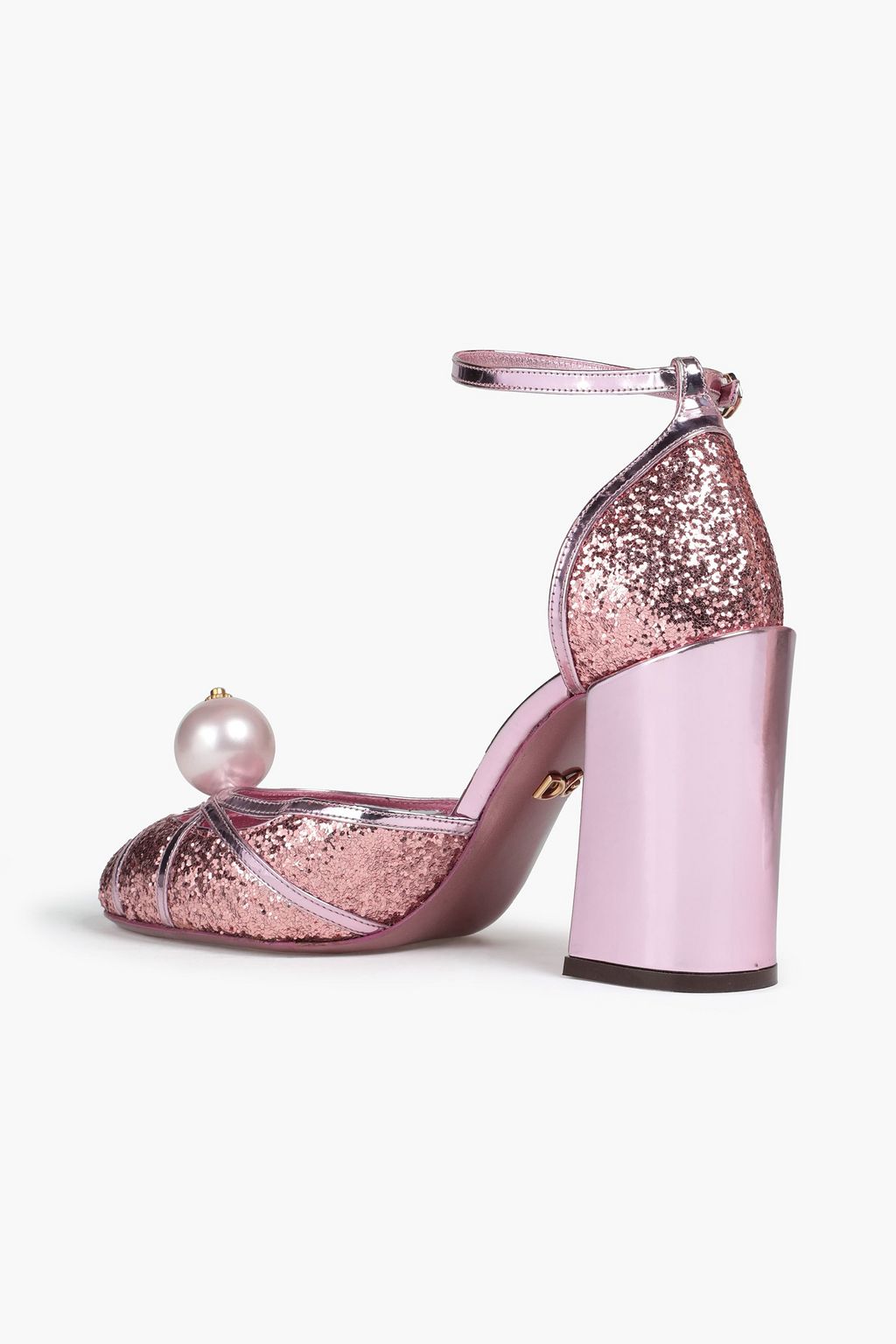 DOLCE&GABBANA Embellished glittered leather pumps