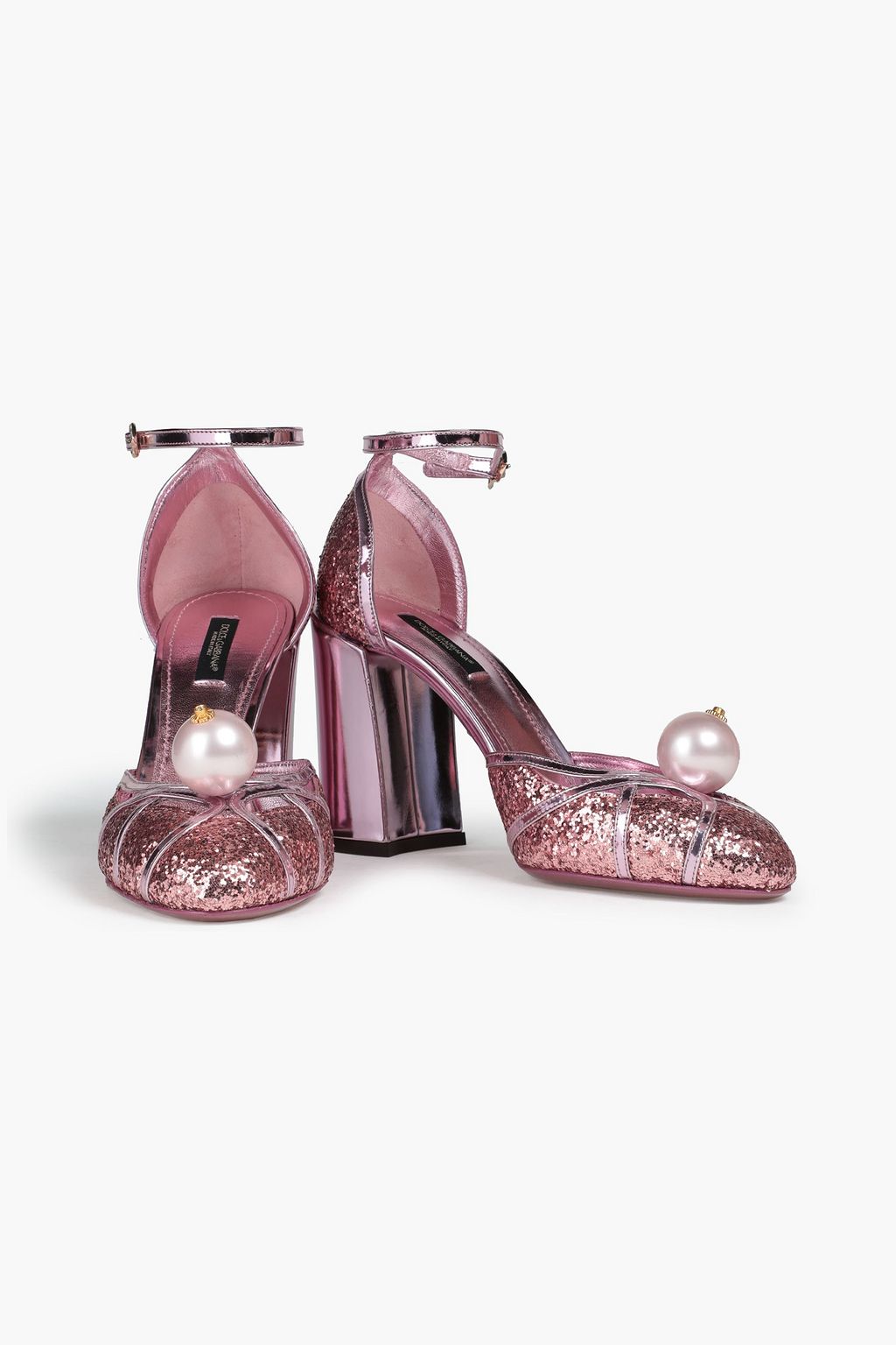 DOLCE&GABBANA Embellished glittered leather pumps