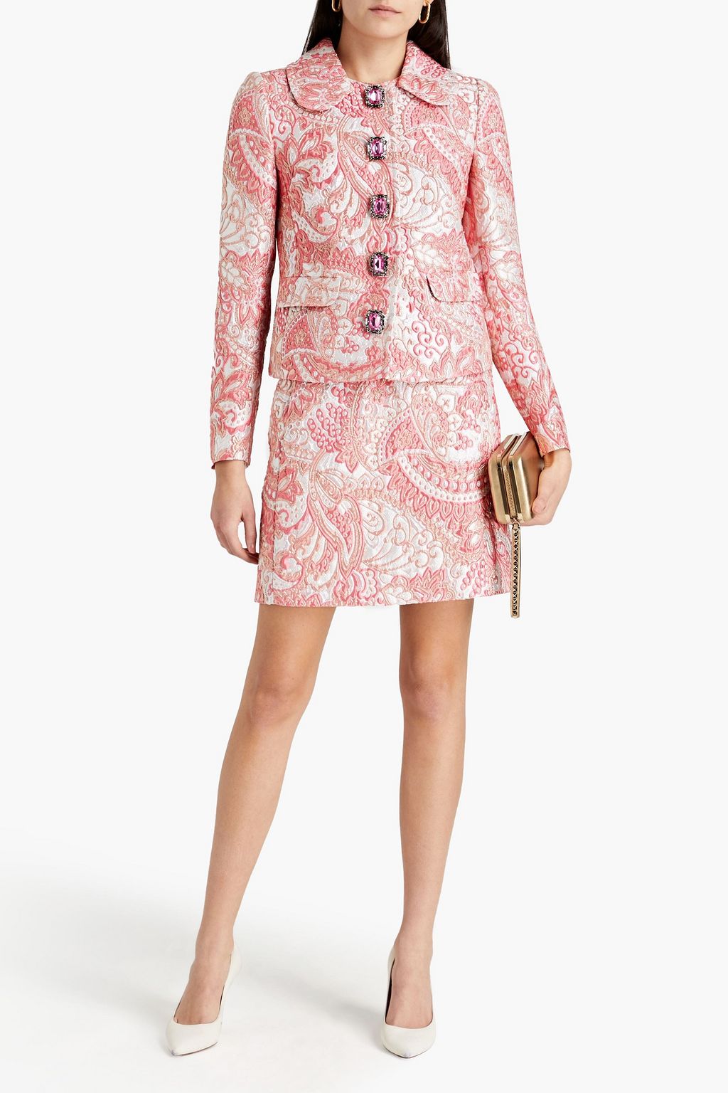 DOLCE&GABBANA Button-detailed metallic brocade jacket