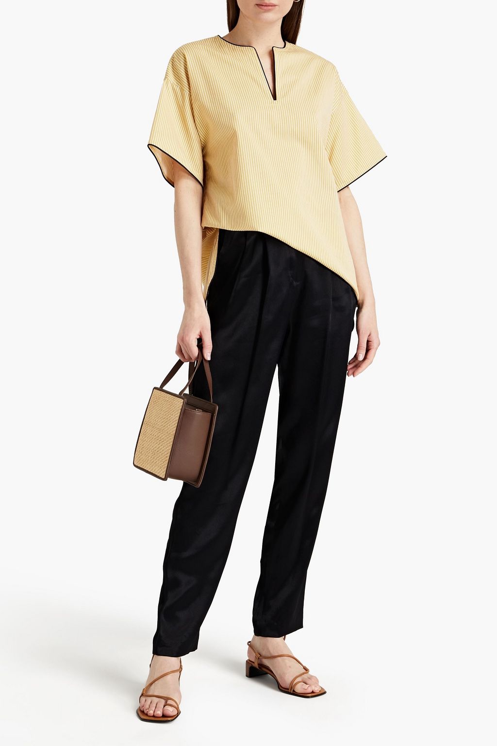 TORY BURCH Buddy striped cotton-poplin tunic