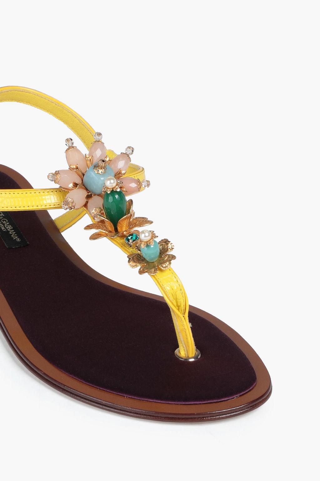 DOLCE&GABBANA Embellished lizard-effect leather sandals